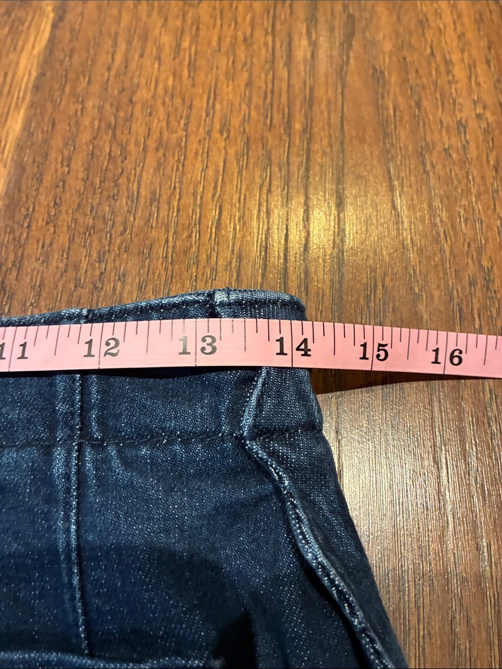 Maeve Dark Blue Denim Pencil Skirt with Scalloped Side Trim - Picture 11 of 11